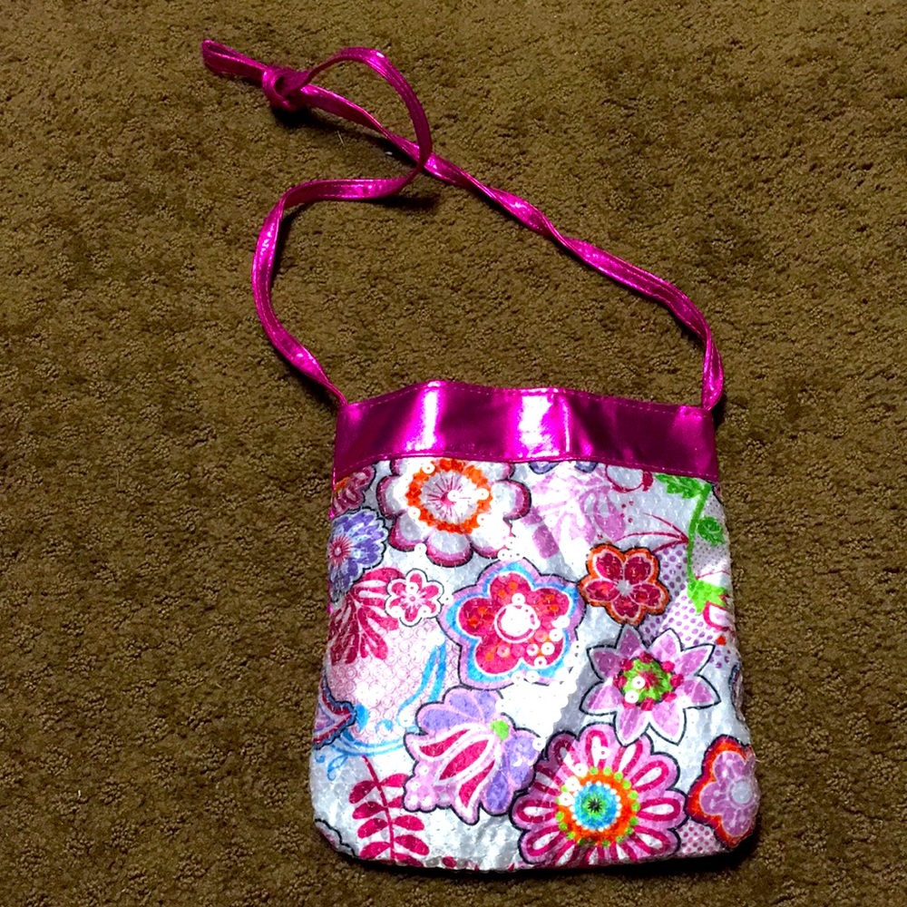 Bag Funky floral small pink purse bag is sparkly EUC
